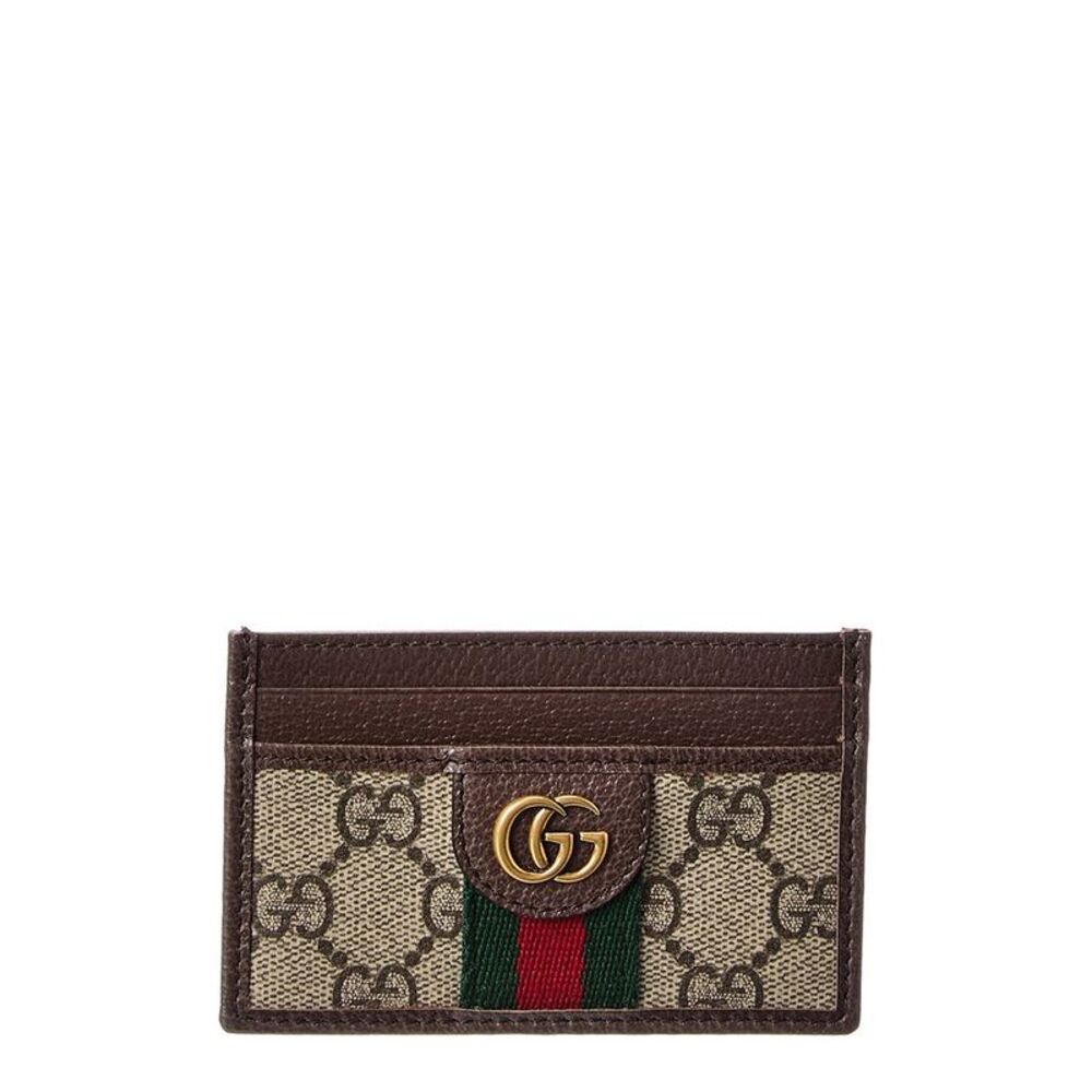 Gucci Ophidia Gg Supreme Canvas & Leather Card Case, Beige